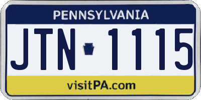 PA license plate JTN1115