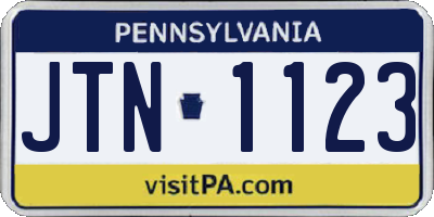 PA license plate JTN1123