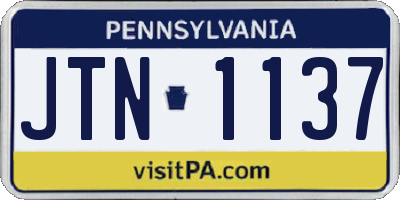 PA license plate JTN1137