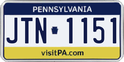 PA license plate JTN1151
