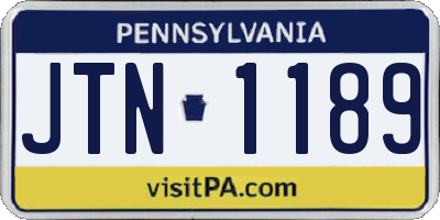 PA license plate JTN1189