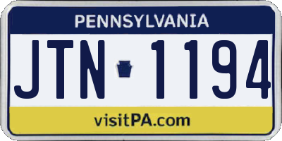 PA license plate JTN1194