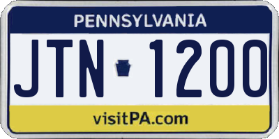 PA license plate JTN1200