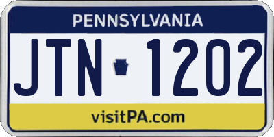 PA license plate JTN1202