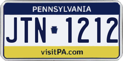 PA license plate JTN1212