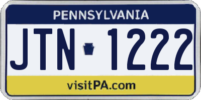 PA license plate JTN1222