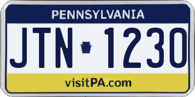 PA license plate JTN1230