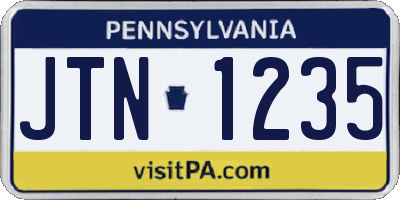 PA license plate JTN1235