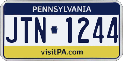 PA license plate JTN1244