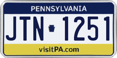 PA license plate JTN1251