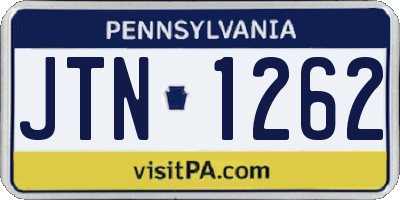 PA license plate JTN1262