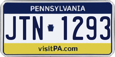 PA license plate JTN1293