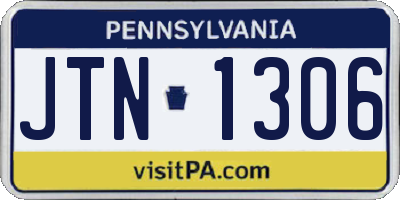 PA license plate JTN1306