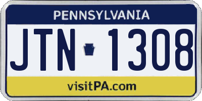 PA license plate JTN1308