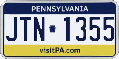 PA license plate JTN1355