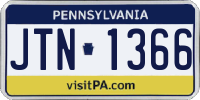 PA license plate JTN1366
