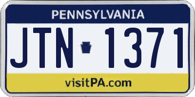 PA license plate JTN1371