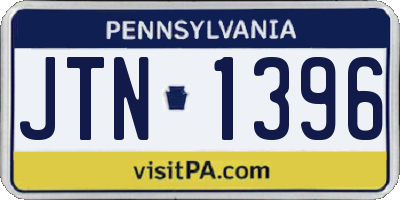 PA license plate JTN1396