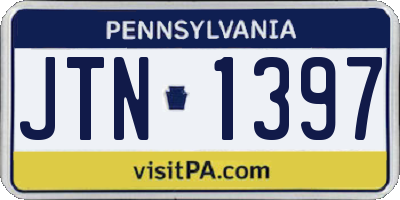 PA license plate JTN1397