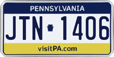 PA license plate JTN1406
