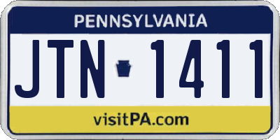 PA license plate JTN1411