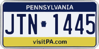 PA license plate JTN1445