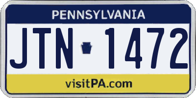 PA license plate JTN1472