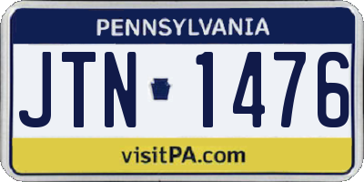 PA license plate JTN1476