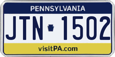 PA license plate JTN1502