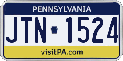 PA license plate JTN1524