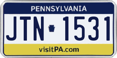 PA license plate JTN1531
