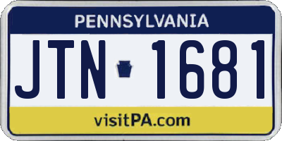 PA license plate JTN1681
