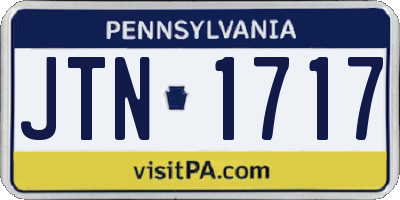 PA license plate JTN1717