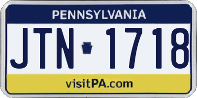 PA license plate JTN1718