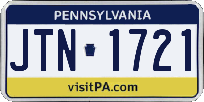 PA license plate JTN1721