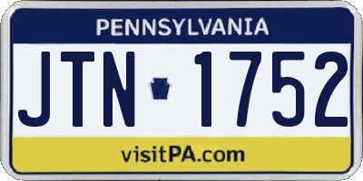 PA license plate JTN1752