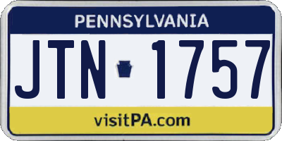 PA license plate JTN1757