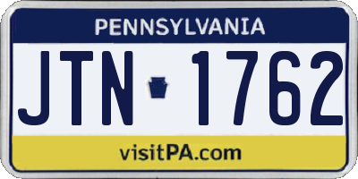 PA license plate JTN1762