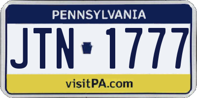 PA license plate JTN1777