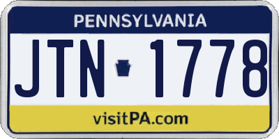 PA license plate JTN1778