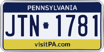 PA license plate JTN1781