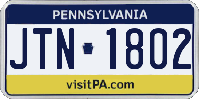 PA license plate JTN1802