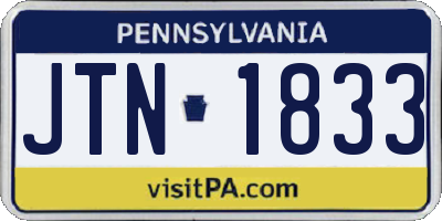 PA license plate JTN1833