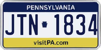 PA license plate JTN1834