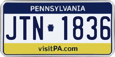 PA license plate JTN1836