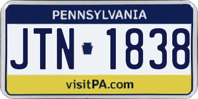 PA license plate JTN1838