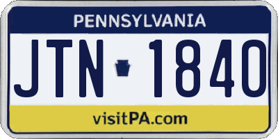 PA license plate JTN1840