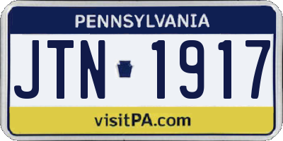 PA license plate JTN1917