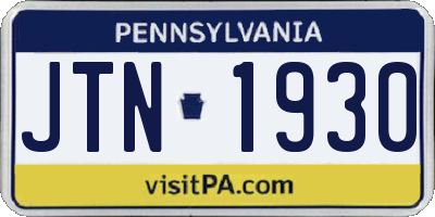 PA license plate JTN1930