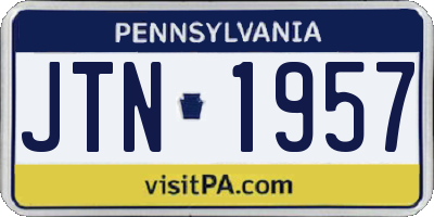 PA license plate JTN1957